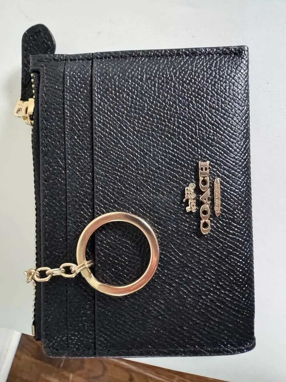 Coach Mini Skinny ID Case Black Leather Coin Pouch Wallet Card Holder 88250